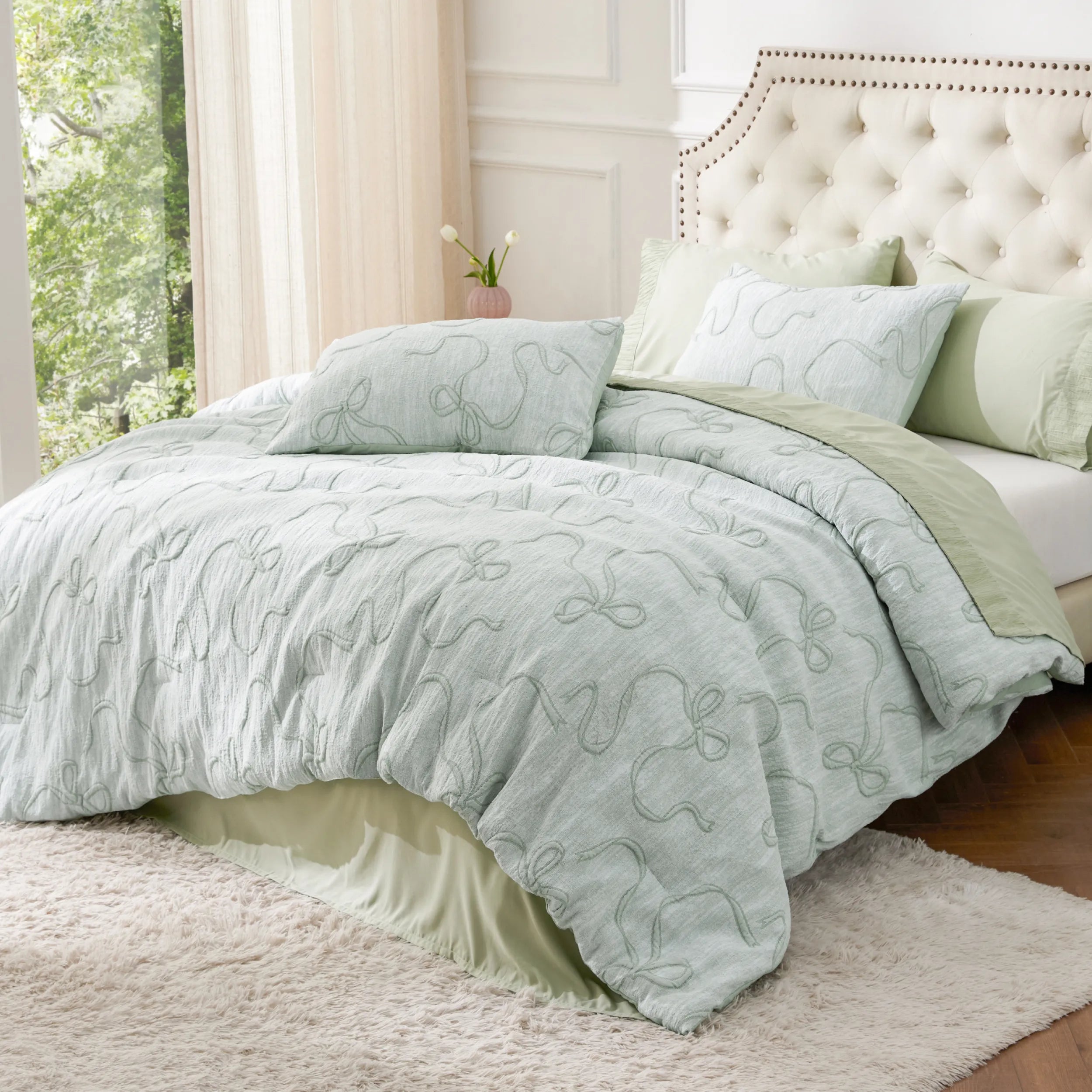 Graceful Bow Jacquard Comforter Set – Image 5