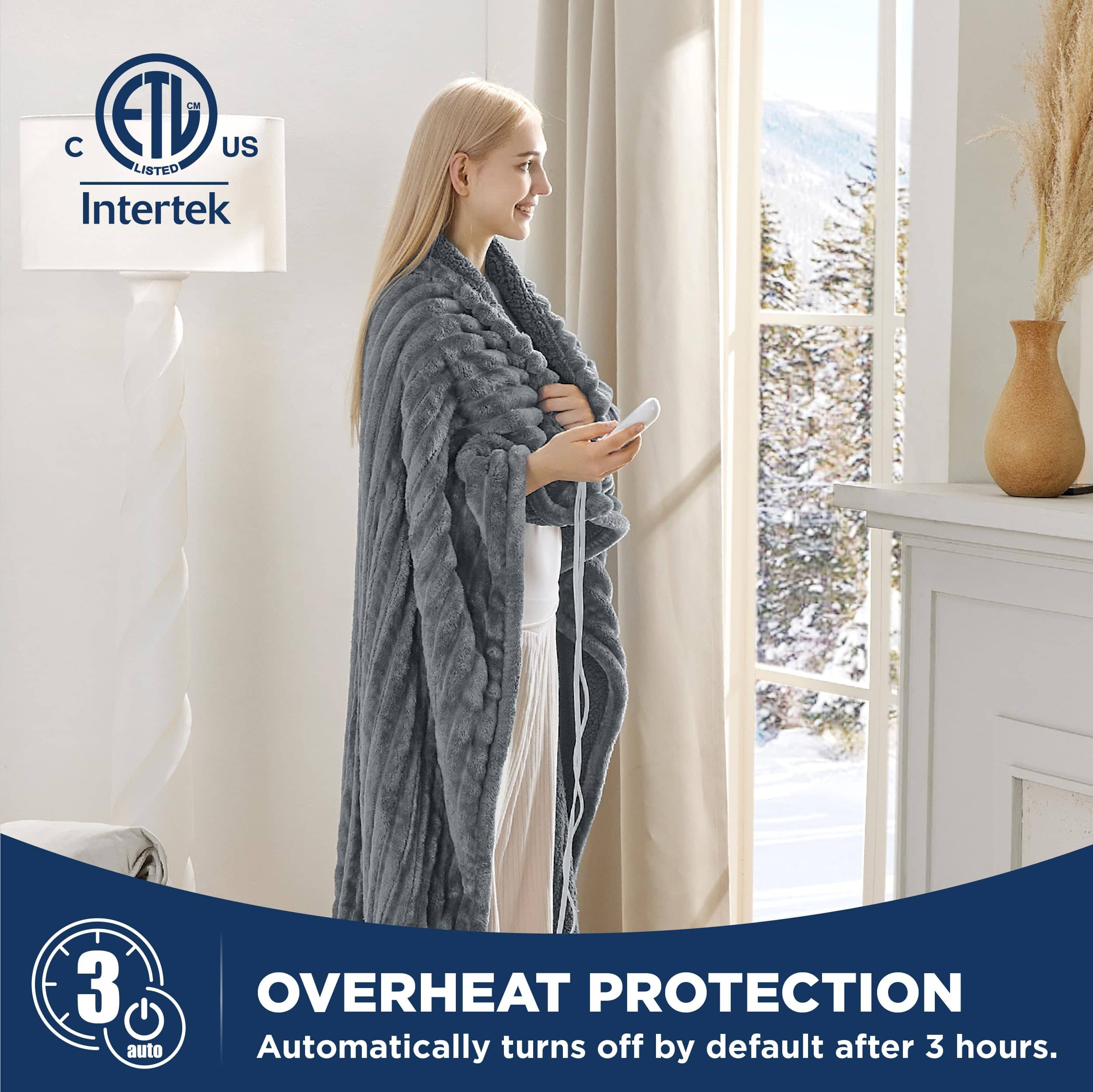 Striped Flannel Heated Blanket – Image 5