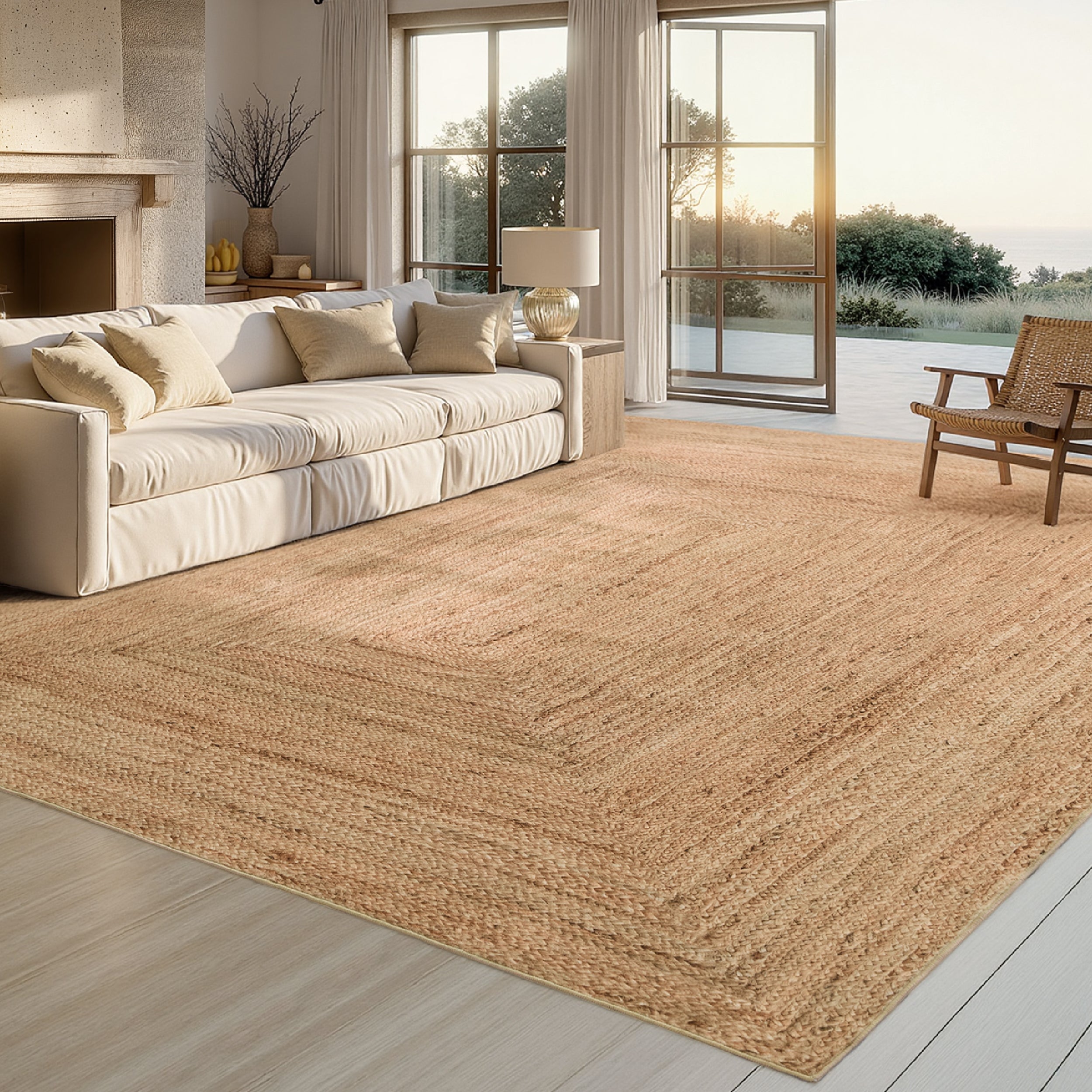 Faux Cashmere Print Jute-Look Area Rug – Image 3