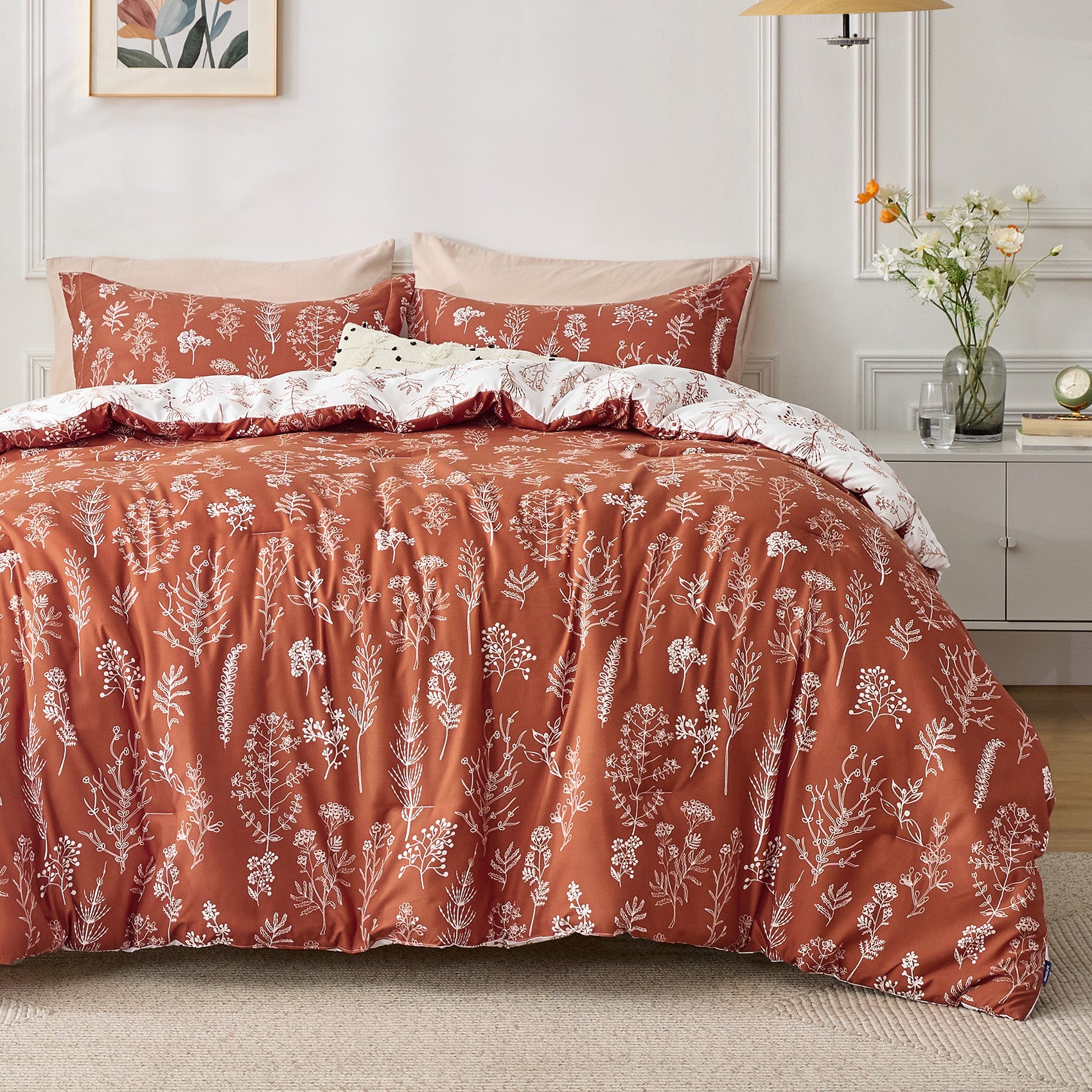 Reversible Floral Print Duvet Cover Set – Image 2