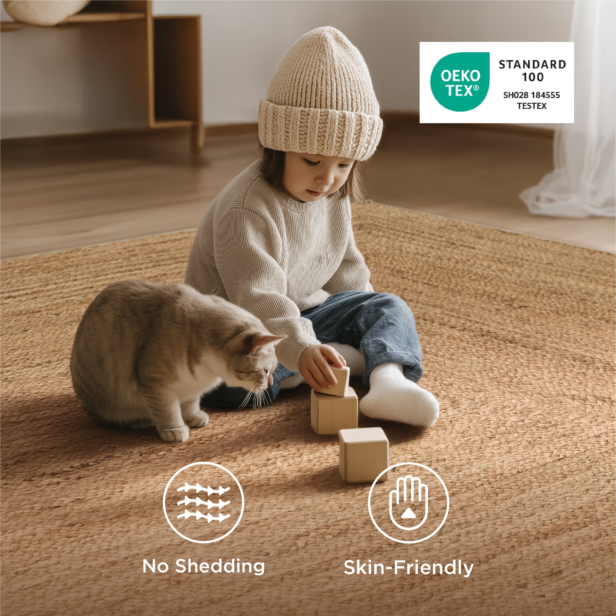 Faux Cashmere Print Jute-Look Area Rug – Image 5