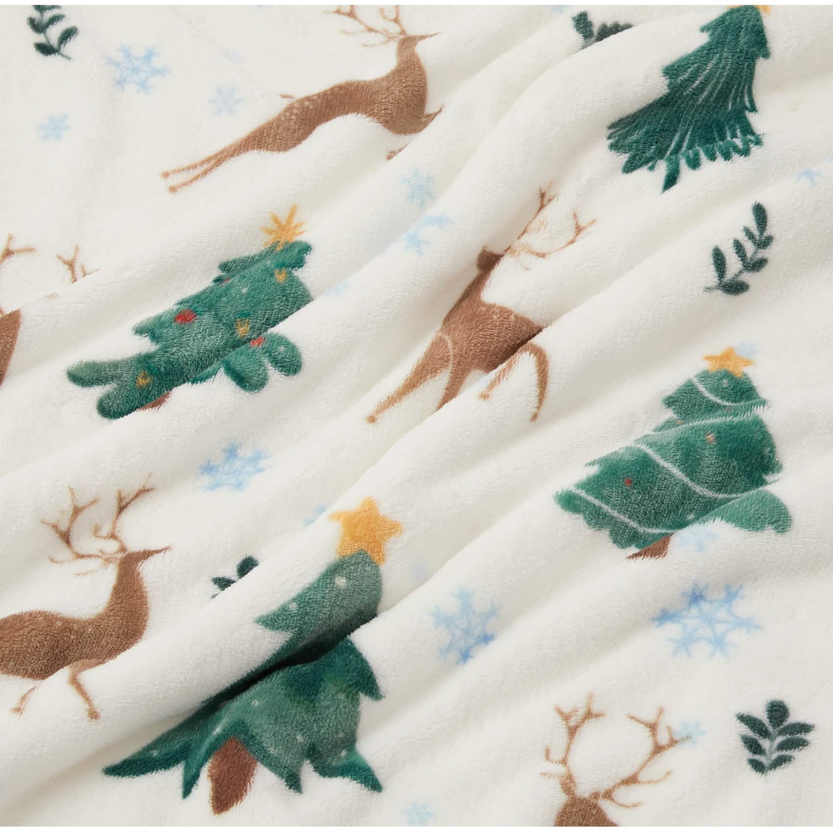 Christmas Elk White Sherpa Throw Blanket – Image 2