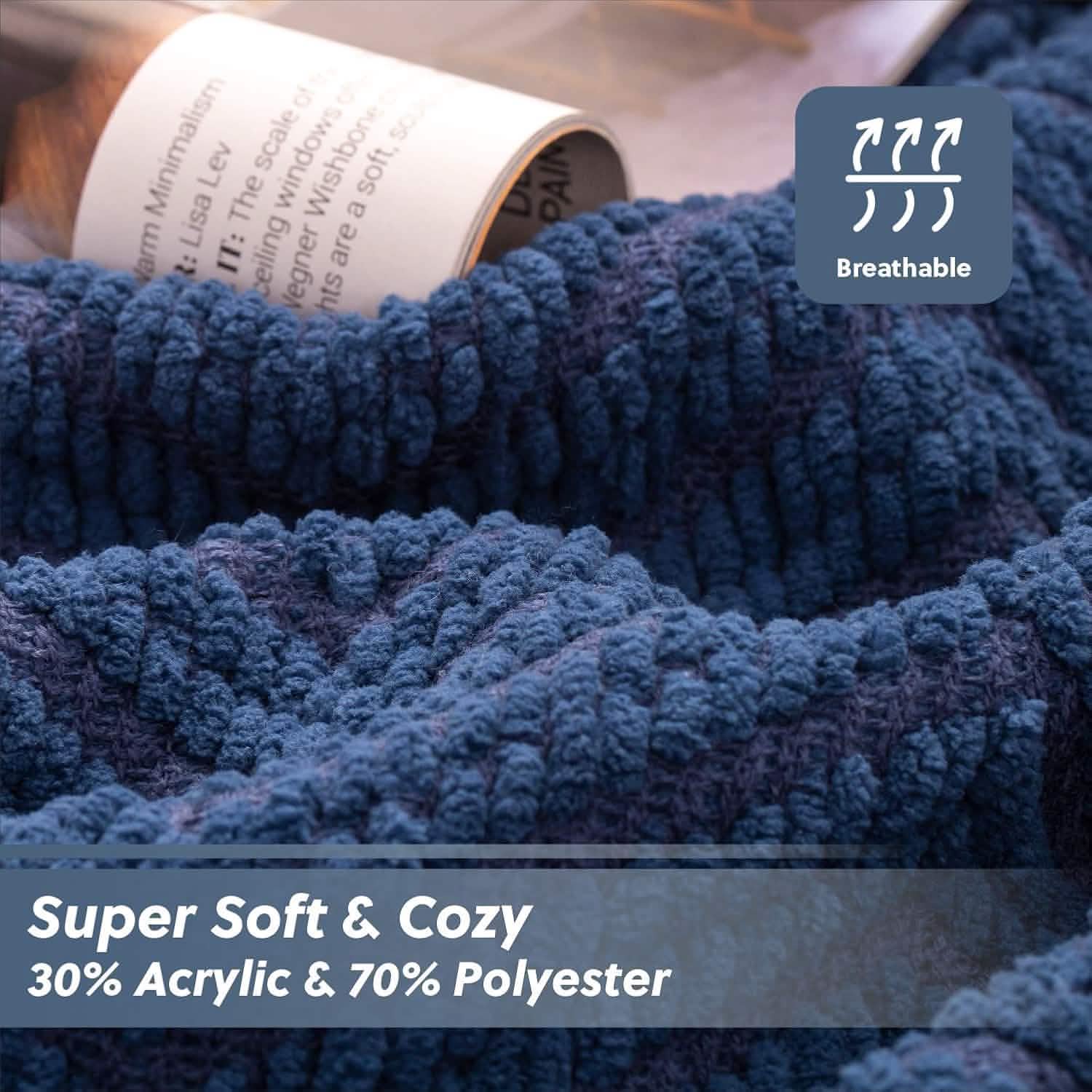 Versatile Knit Woven Chenille Blanket – Image 2