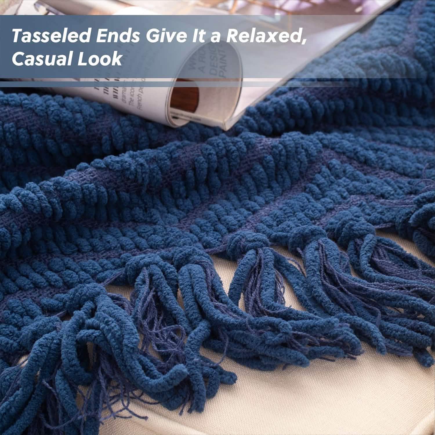 Versatile Knit Woven Chenille Blanket – Image 3