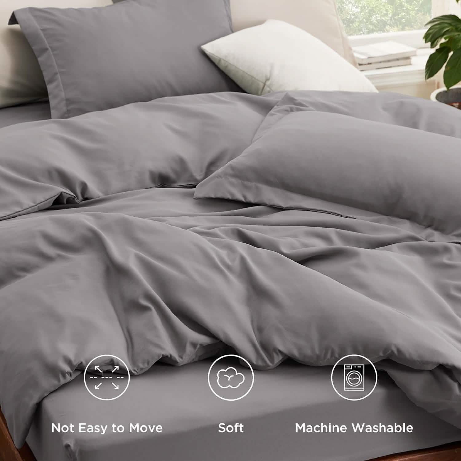 Brushed Microfiber Duvet Cover Sets With Fitted Sheet – Image 2