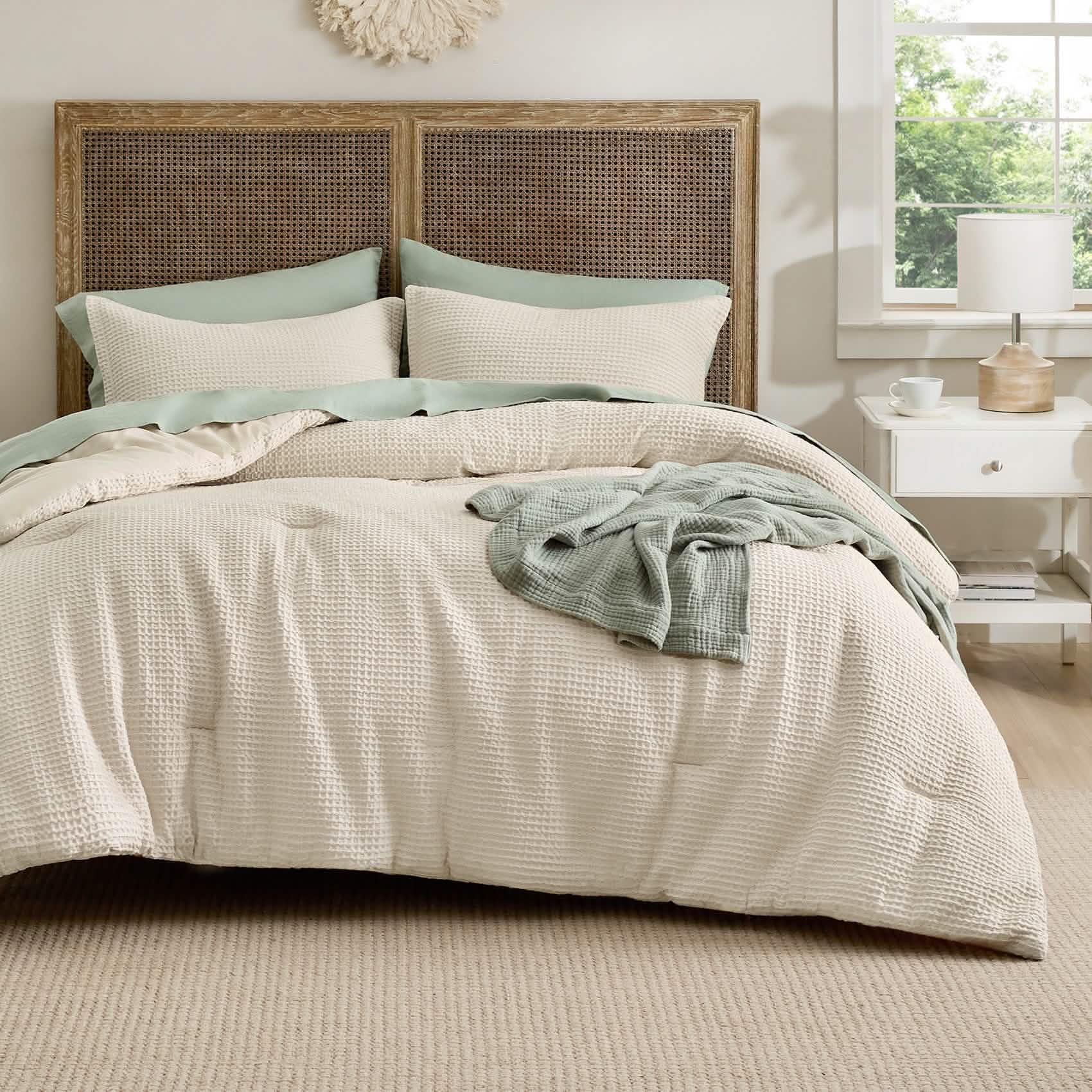 Cotton Waffle Weave Comforter Set – Image 2
