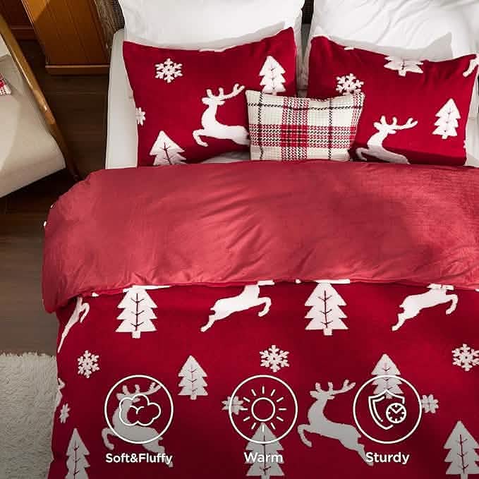 Snowflake Comforter Set Red – Image 3