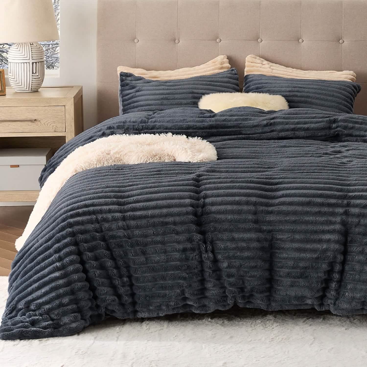 Striped Flannel Duvet Cover Set