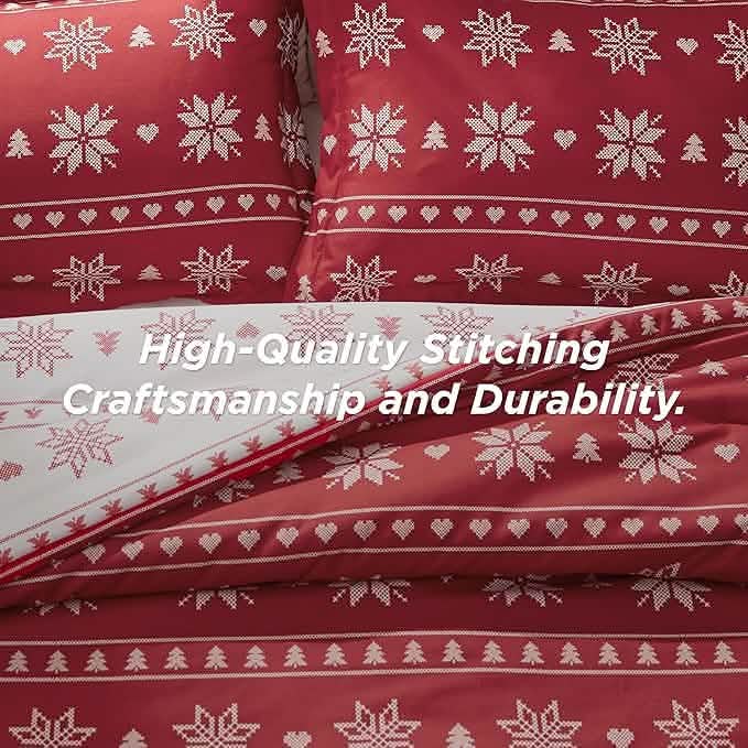Christmas Plaid Comforter Set Red Snowflake – Image 2