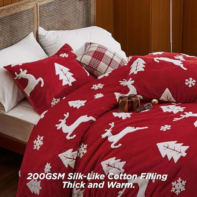 Snowflake Comforter Set Red – Image 2